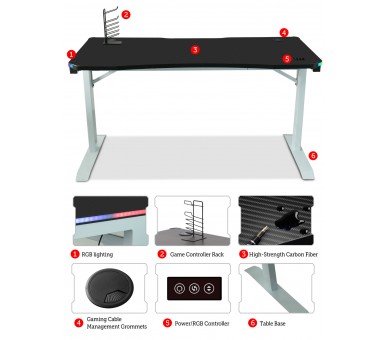 E-WIN 2.0 Edition Ergonomic 55 Inches RGB Desk